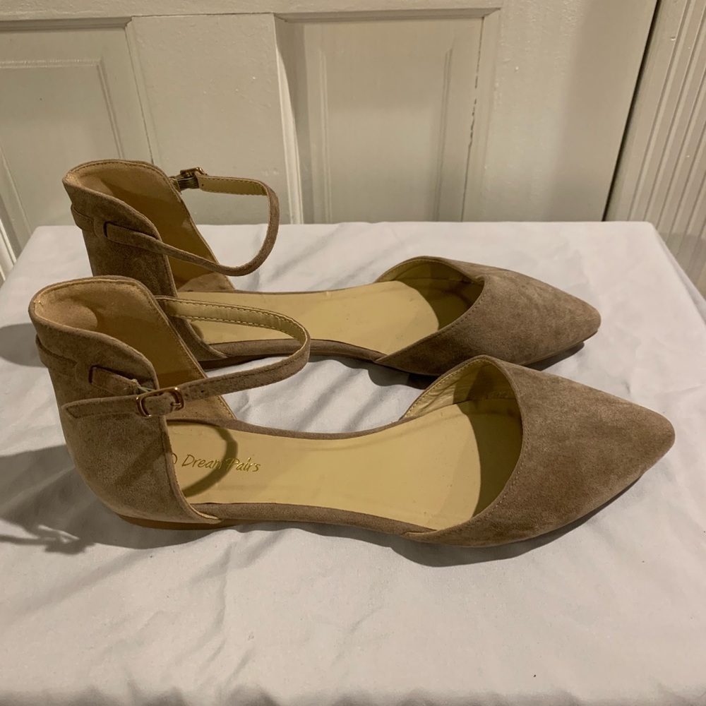 Suede D’Orsay Flats with Ankle Strap